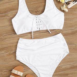 BRAND NEW!! High Waisted Lace Up Bikini Never Worn